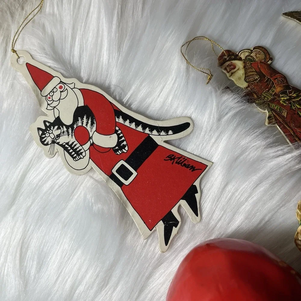 Vintage Christmas Ornaments Lot Hallmark Shelf Sitter Silvestri / Straw Folk Art